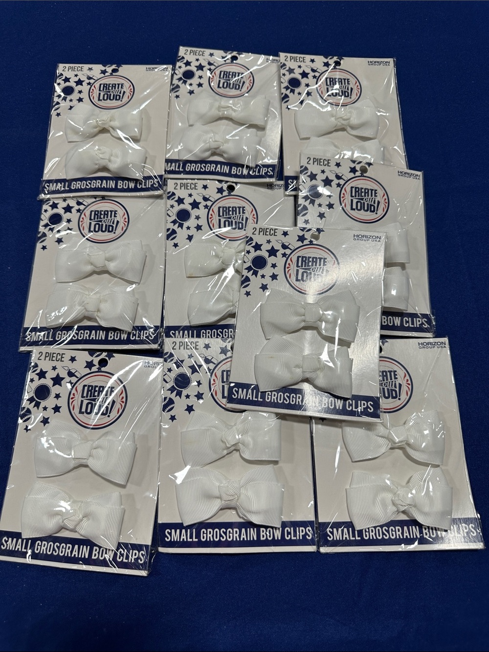 White Small Grosgrain Bow Clips - 2 Piece Pack - 20 total NEW